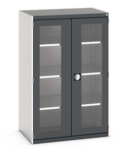 Bott Cubio Window Door Cupboard with lockable doors and clear perspex windows. External dimensions are 1050mm wide x 650mm deep x 1600mm high and the cupboard is supplied with 3 x 100kg capacity shelves.... Bott Cubio Window Clear Door Cupboards